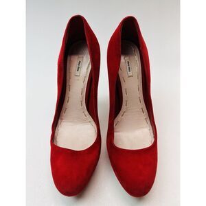 MIU MIU Women's Red Suede Heel Size EU 39 Made In Italy